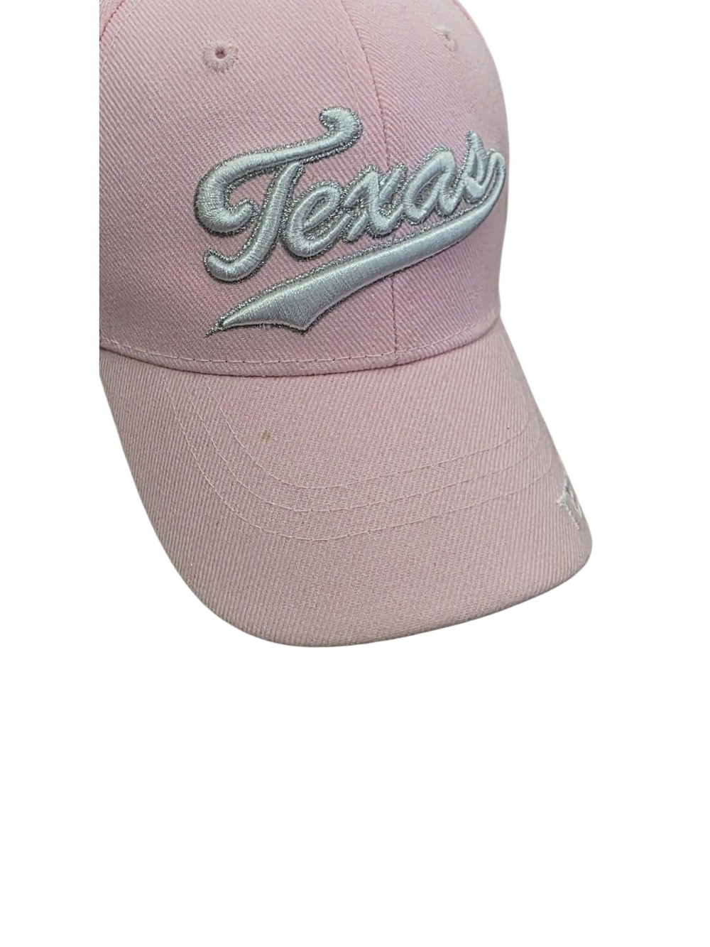 Texas Baseball Cap Script Embroidered Pink Adjustable Small - Picture 4 of 9